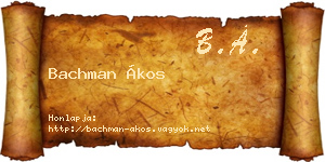 Bachman Ákos névjegykártya